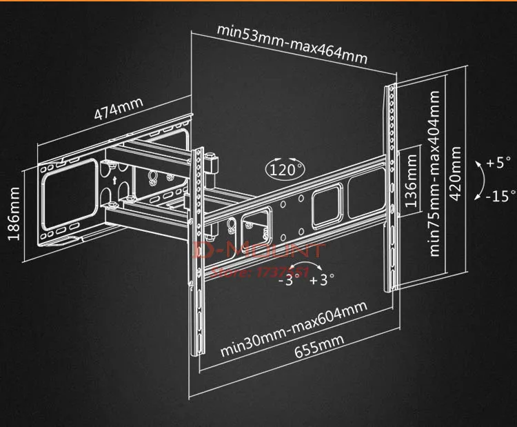 العالمي 6 الذراع ذراع مزدوج كامل الحركة 40 كيلوجرام 65 inch 70 inch قابل led tv جدار جبل lcd قوس صاحب موقف البلازما