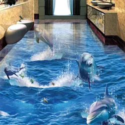 Beibehang papel де parede дельфины выбежать водной поверхности моря мир стерео для ванной гостиная 3d полы скачать