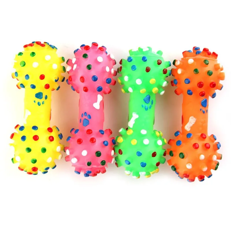 

18*6.5cm Pet Dog Cat Toys Puppy Squeaky Sound Toy Rubber Bone Dumbbell Chewing Training Playing Toys