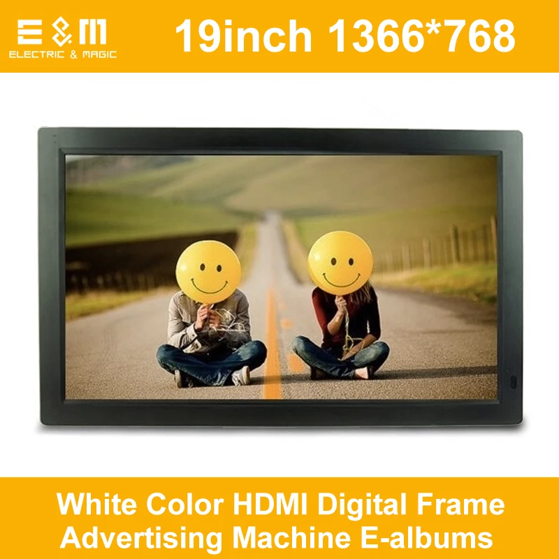 19 дюймов 1366*768 белый цвет HDMI цифровая рамка рекламная машина E-albums 16:9 экран