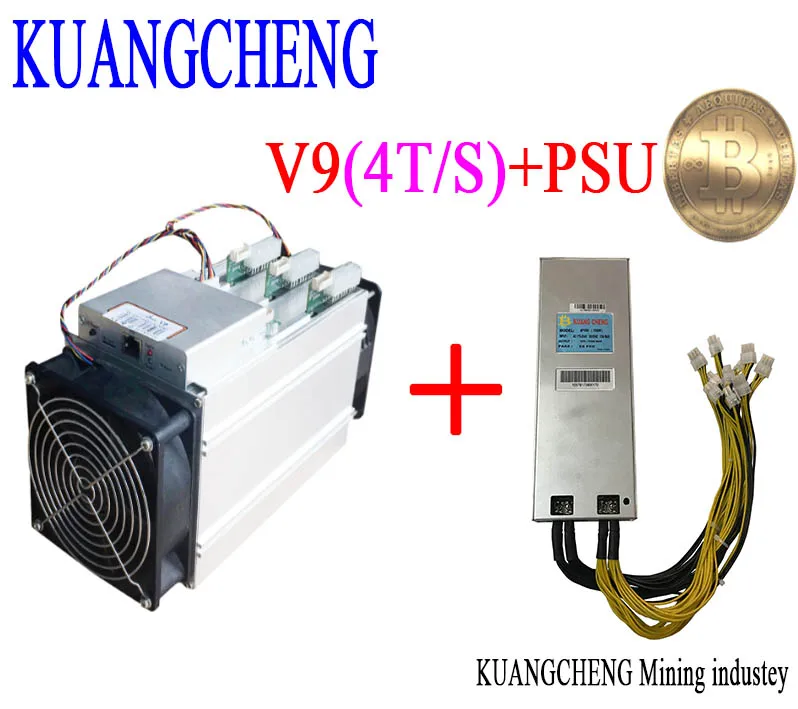 KUANGCHENG asic шахтер BITMAIN antminer V9 4TH/s (с БП) для биткойнов, АСИК-майнер V9 лучше чем antminer S9 whatsminer M3 T9 + E9