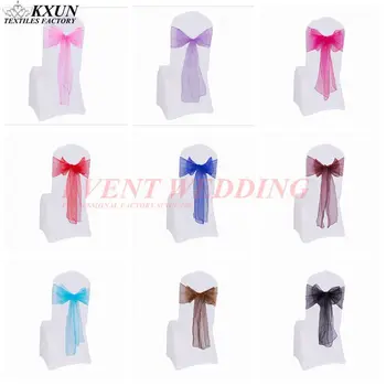 

Cheap Organza Chair Sash For Wedding Chair Cover Decoration Bow Band Belt Tie For Weddings Banquet Decoration