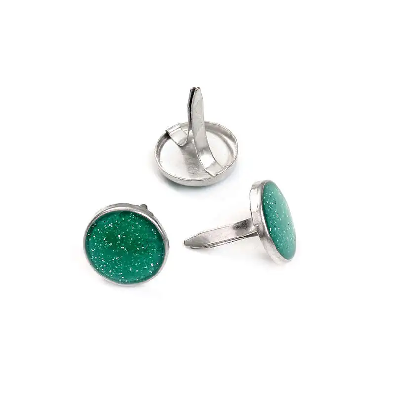 

DoreenBeads Iron Metal Alloy Brads Green Shiny For Scrapbooking Embellishment Deco DIY Craft Supply About 15mm x 13mm, 20 PCs