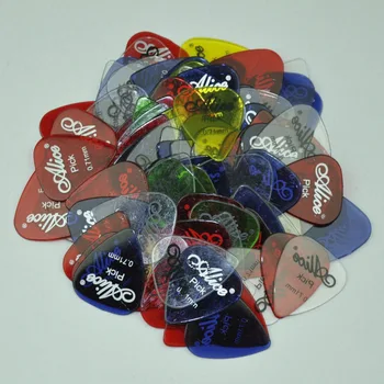 

Alice 100pcs Medium 0.71mm Heavy 0.96mm Transparent Glossy Guitar Picks Plectrums PC