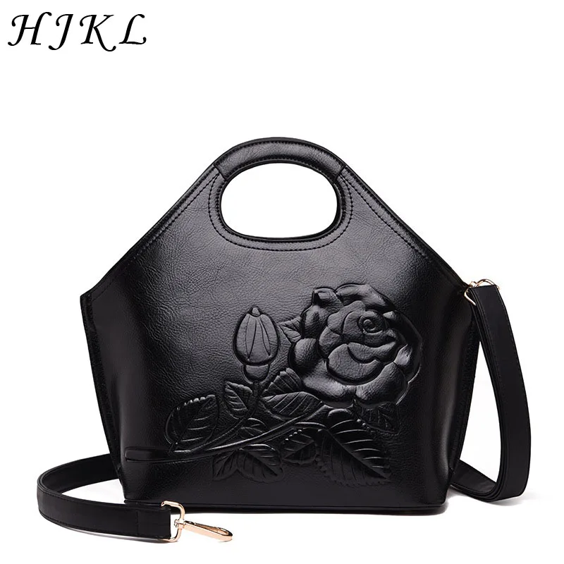 

HJKL PU Leather Rose Flower Small Bags for Women 2018 National Handbags Women Bags Designer Women Messenger Shoulder Bag