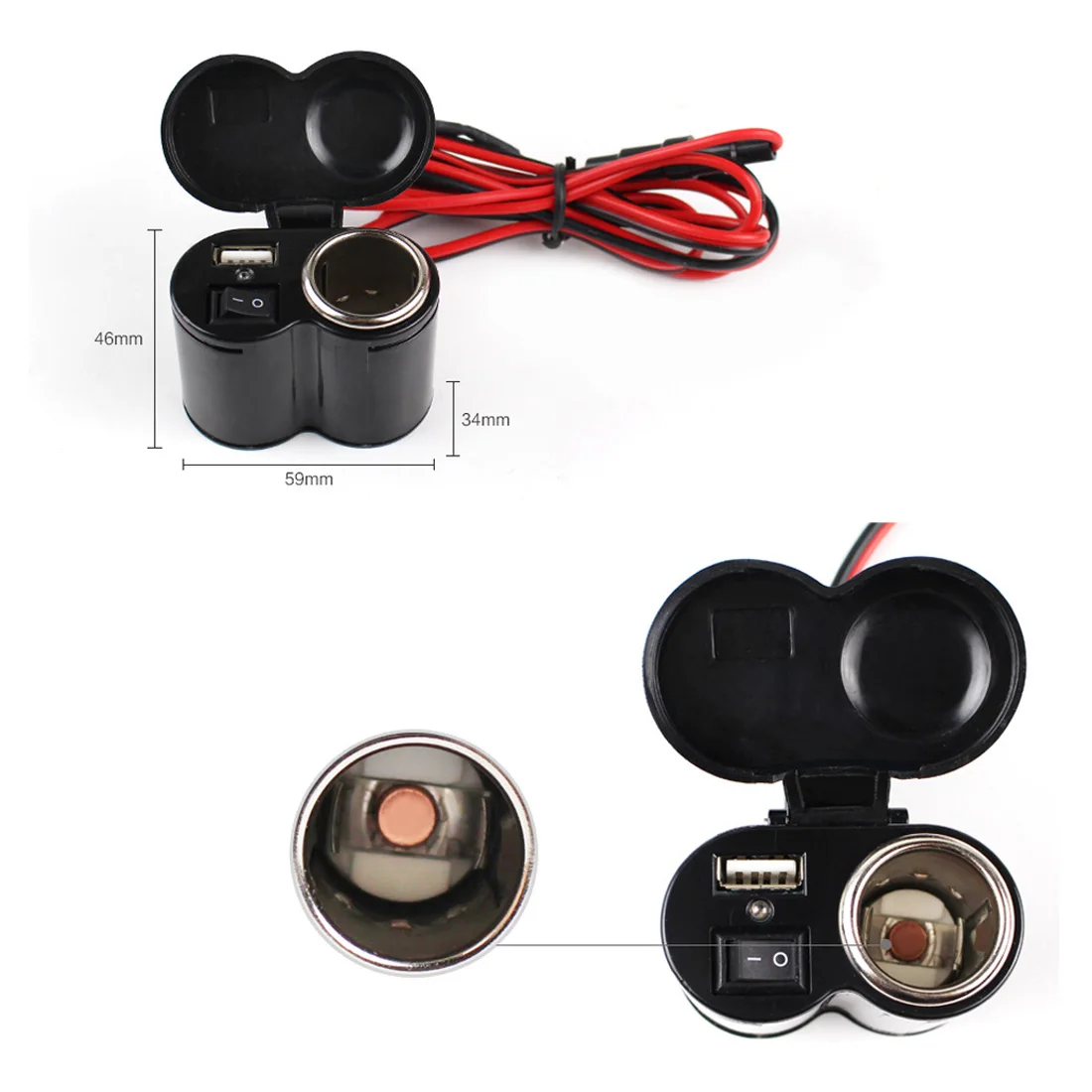 Dewtreetali Motorcycle Scooter Handlebar Mounted Charger Waterproof