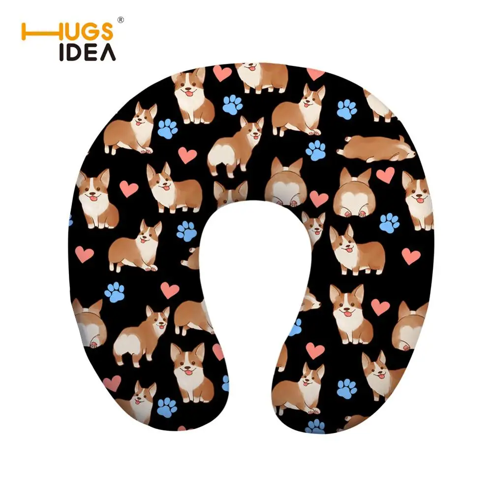 

HUGSIDEA Heart Corgi Pillows U Shaped Neck Pillow Cushion Pattern Car Neck Protection Memory Foam Pillows Travel pillow Neck