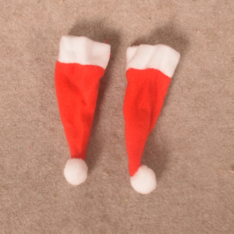 

10PCS/lot Decorative Christmas Hat For Cutlery Holder Table Decorations Dinner Party Home Gift