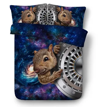 

3D Squirre Bedding set Star quilt duvet cover bed sheets sheet linen Cal California King queen size full twin bed in a bag 4PCS