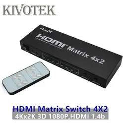 4x2 HDMI матричный коммутатор адаптер, FullHD 4 К x 2 к 3D 1080 P разъем RC управление для HDTV psp PS23 STB DVDFree доставка