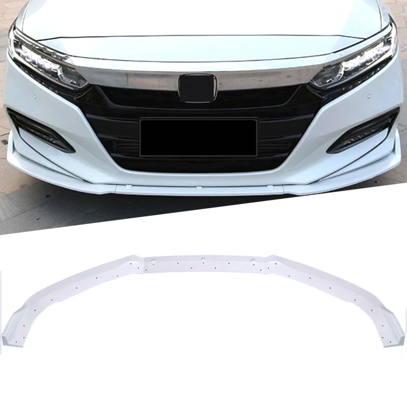 Для Honda 10th Accord Sedan ABS черная бампер полоса Автомобильная губная юбка-протектор внешний передний бампер для губ белый синий цвет 3 шт - Цвет: Белый