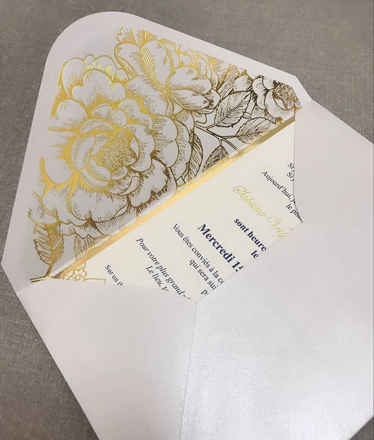  Gold Foil Floral Wedding Invitations China - 1886309914
