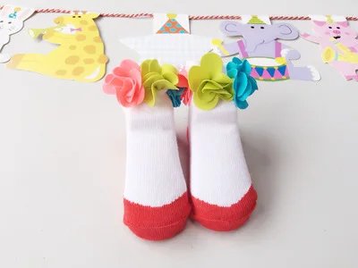 Детские носки с цветочным рисунком детские носки с 3D розами Meias para bebe, хлопок, одежда принцессы для малышей кружевные носки для малышей - Цвет: Colorful