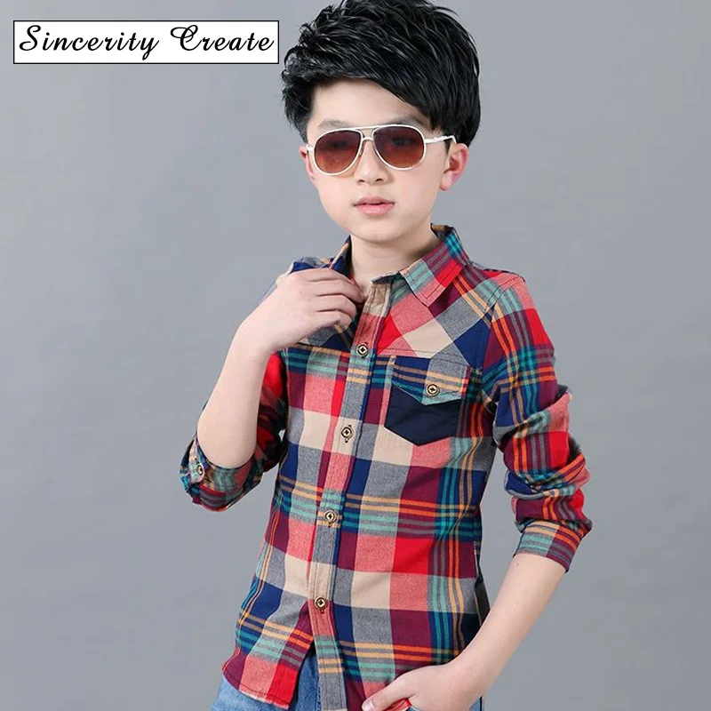 Classic Fashion boys plaid shirts spring & autumn children clothes full