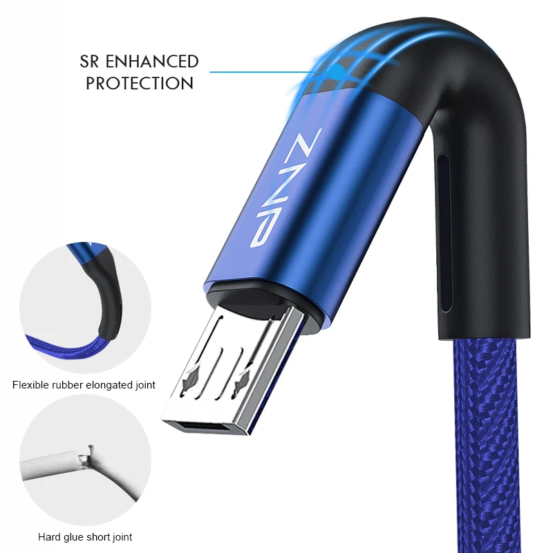 ZNP 1 m 2 m المصغّر usb كابل شحن سريع لل Xiaomi Redmi ملاحظة 5 برو شاحن هاتف محمول يعمل بنظام تشغيل أندرويد كابل بيانات لسامسونج S7 مايكرو شاحن