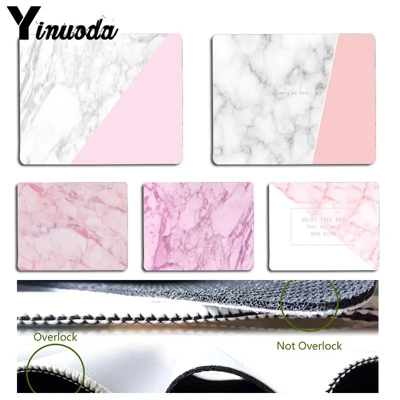 Коврик для мыши Yinuoda Be happy bright you розовый золотистый с мраморным камнем