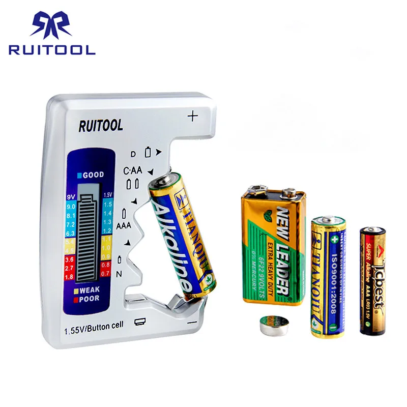 

Digital Battery Tester Mini Battery Analyzer With Organizer Tool Box For C,AA,AAA,D,9V Checker