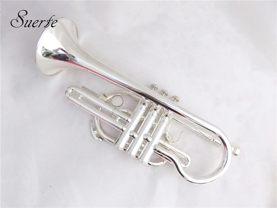 Bb Brass Cornet Trumpet Instrument Silver plated with Case and mouthpiece Musical instruments