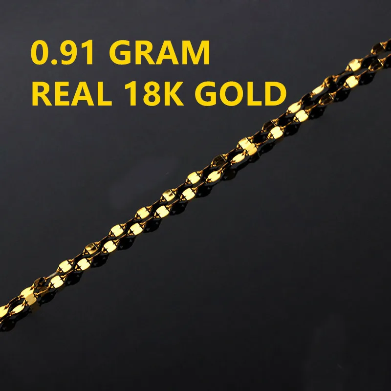 Ожерелье из чистого золота 18 К для женщин, желтое золотое ожерелье, подходит для подвесок, хорошее ювелирное изделие, дизайн губ, блестящий - Цвет камня: Золотой