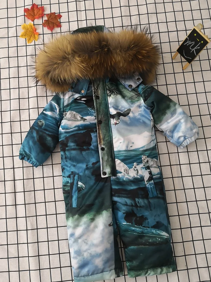 Детская одежда Зимний комбинезон зимняя одежда для подростков пуховая Меховая куртка Детское пальто для девочек, парка, Комбинезоны