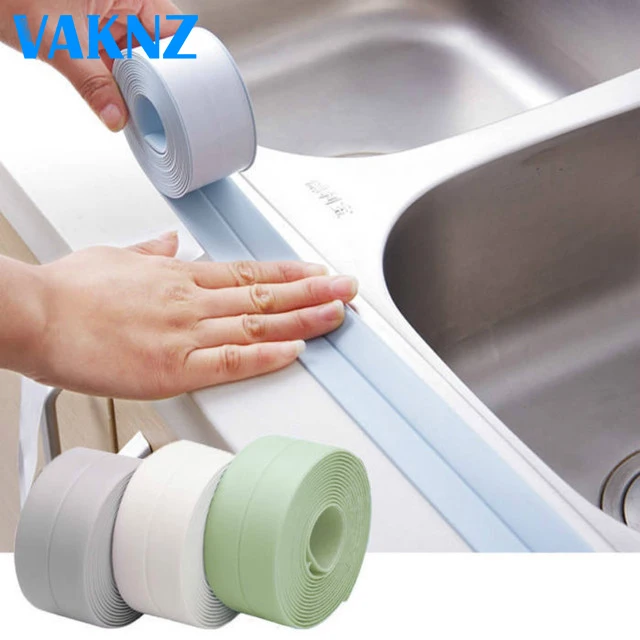 

Genuine Vaknz Bathroom Shower Sink Bath Sealing Strip Tape White PVC Self adhesive Waterproof Wall sticker for Kitchen