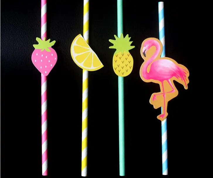 

Creative Cartoon Drinking Straws Five Diverse Modeling As Flamingo Lemon Pineapple Fresh Wedding Decoration SN1893