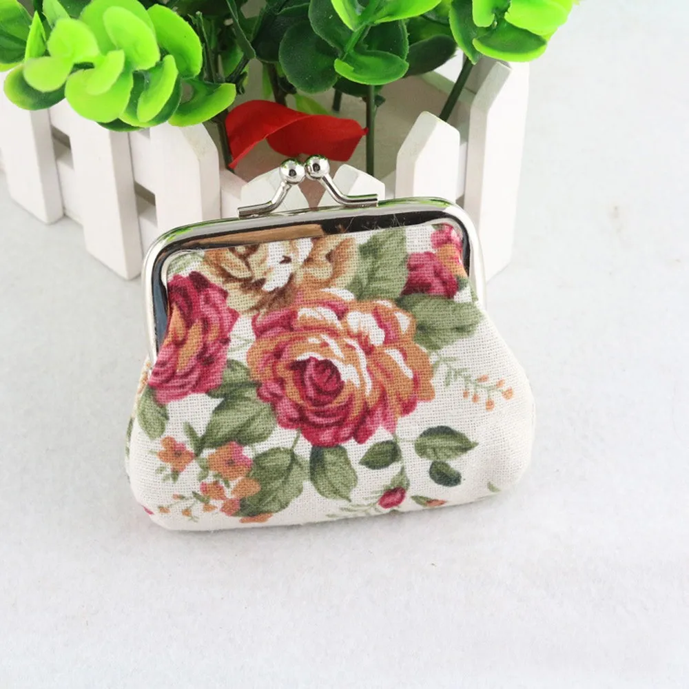 Женское Ретро винтажное портмоне, декорированное цветами, милый кошелек, Дамский маленький кошелек на застежке, сумочка, клатч Monedero