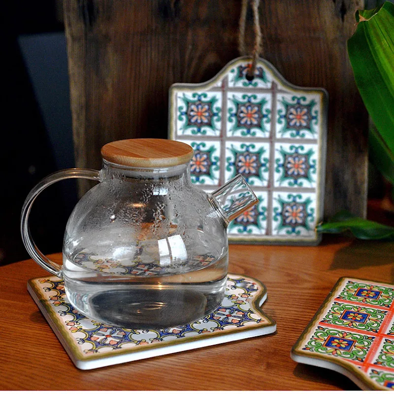 Billige DUNXDECO Tisch Tischset Untersetzer Marokkanischen Blümchen ziegel Wärmedämmung Pad Küche Topf Halter Mesa Vintage Einfache Kunst Schreibtisch Dekor