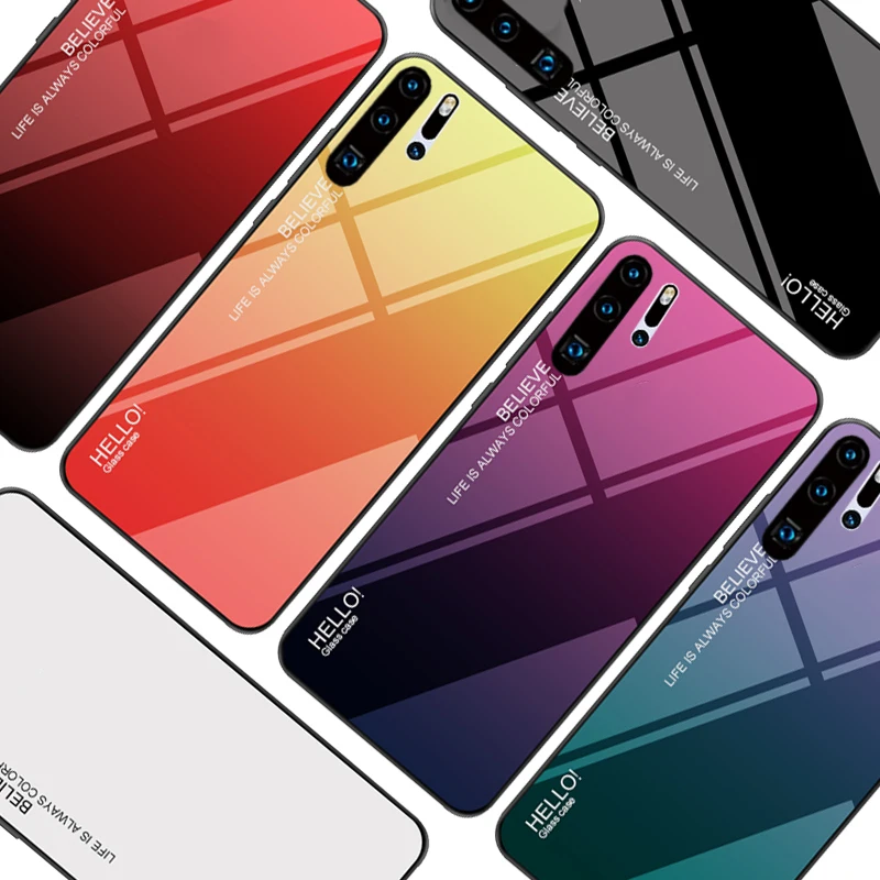 

Gradient Phone Case For Huawei P Smart Plus Y7 Y6 Prime 2019 P30 P20 Lite Glass Cover Case For Honor 20 Pro10i 20i 8C 8X 7A 7C