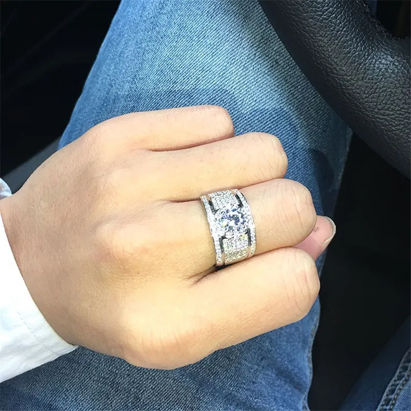 Choucong Роскошные обручальное кольцо 925 пробы серебро 5 мм AAAAA Sona cz камень Обручальные кольца для мужчин и женщин ювелирный подарок на палец
