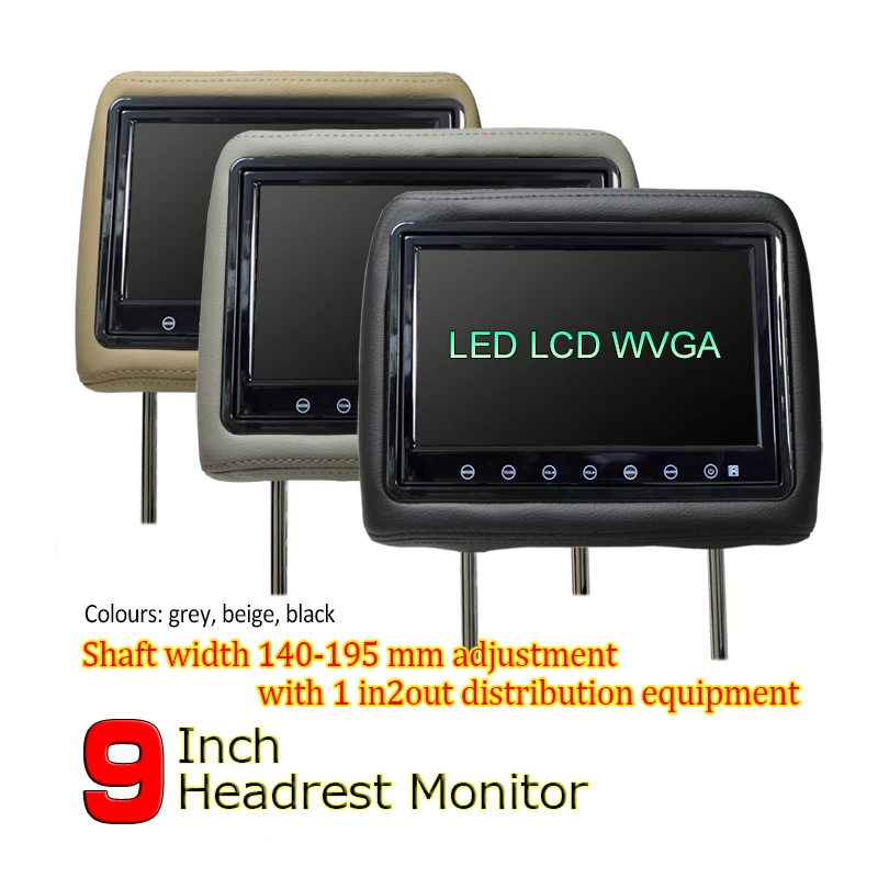 WOWAUTO 9 inch TFT LED Screen Pillow Monitor General Car Headrest