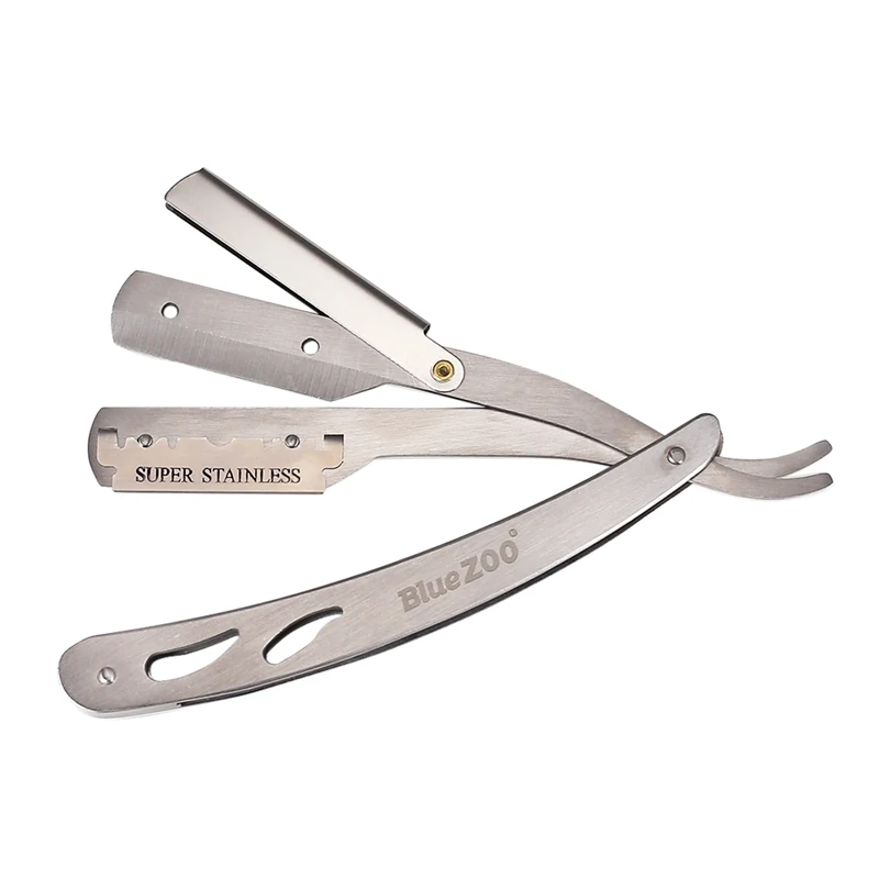 

Blue Zoo 1 Set Men Straight Barber Edge Steel Razors Folding Shaving Knife Hair Removal Tools With 10Pcs Blades