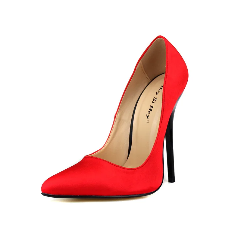 

High Heels Women Pumps 13cm Thin Heels Dress Women Shoes Red Wedding Shoes Slip-On Black Office Lady Pumps