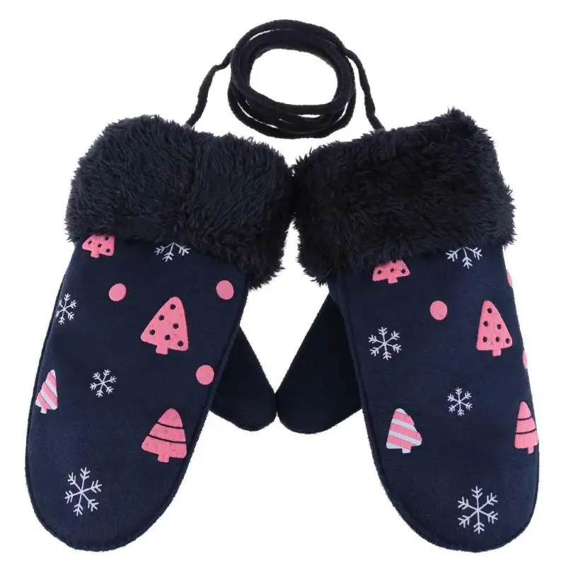 Зимние теплые вязаные перчатки для маленьких мальчиков и девочек с рисунком дерева и снежинок; теплые рукавицы унисекс; детские перчатки