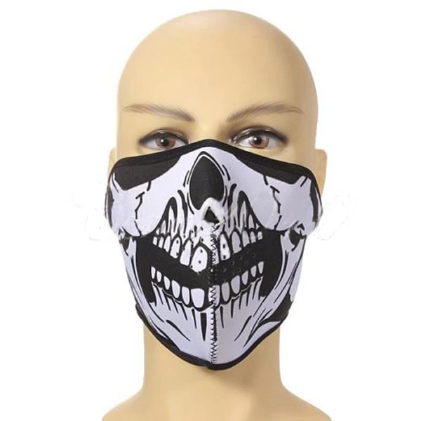 Охлаждающая маска с черепом, двусторонняя Неопреновая полулицевая маска для мотоцикла, Спортивная Байкерская велосипедная маска, ветрозащитная