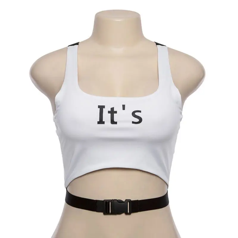 Liva Girl Crop Top women Sexy Printed it's Hollow укороченный Топ жилет 90 S девушки прекрасная уличная одежда Топ женский жилет топик