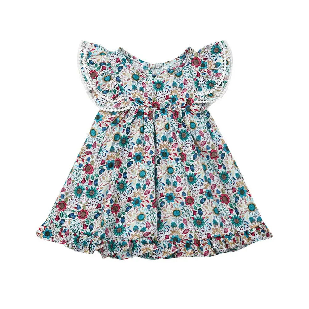 

imcute arrival Baby Girls Summer Floral Sundress Ruffle Pageant Party Casual Children's Dresses