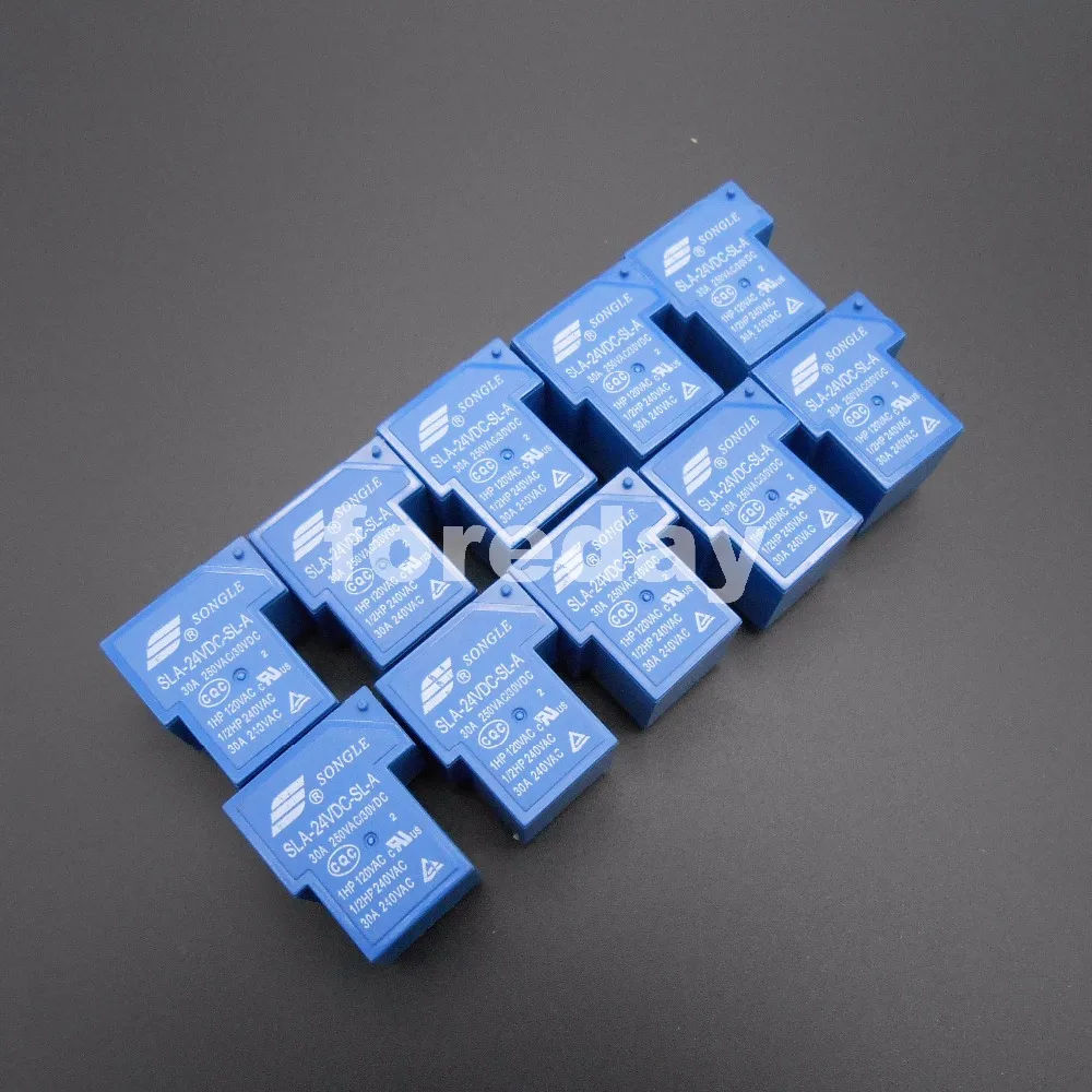 

HQ 10PCS Blue SLA-24VDC-SL-A 4 Pins SONGLE R Power Relay 24V DC SPST SLA Original 30A Switching 20A/30VDC 250VAC NEW*FD439X10