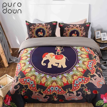 

Puredown Egyptian Cotton Bedding Set Home Quality Printed Pillow Case 3pcs/Set Duvet Cover Pillowcase Bedding Set