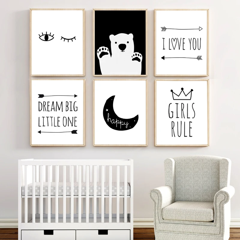 

Dream Big Little One Quotes Nursery Wall Art Print Minimalist Canvas Painting Decorative Picture Nordic Girl Bedroom Decoration