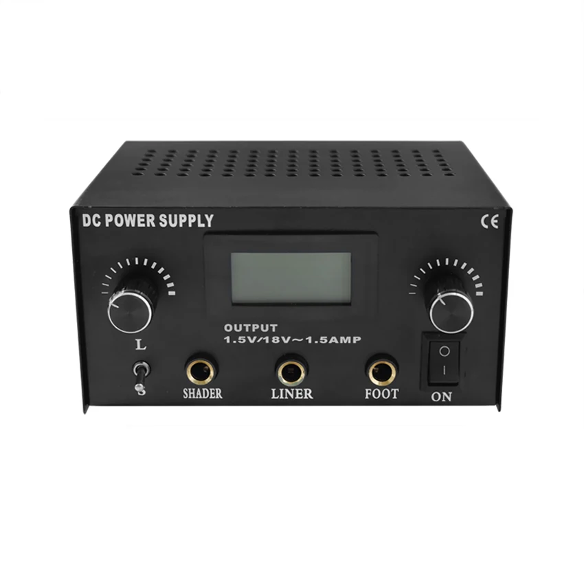 Billige Tattoo Netzteil Shader Liner Permanent Make Up Körper Kunst Dual Digital LCD für Tattoo Maschine Gun Fuß Pedal Tattoo Versorgung werkzeug