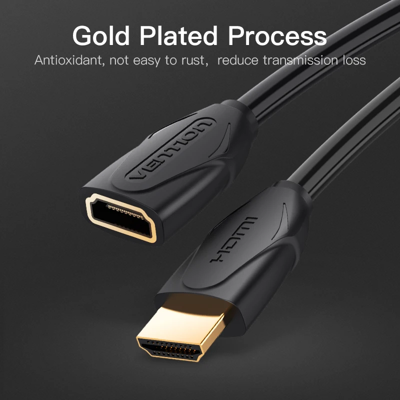 Premium Vention HDMI Extension Cable - Male to Female, 4K 3D Support, Multiple Lengths Available