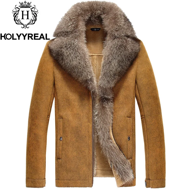 2014 New Men's Fashion Genuine Sheepskin Shearling Coat