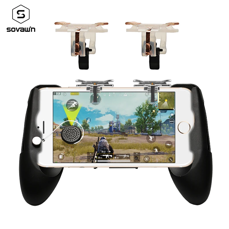 

Sovawin Fast Running PUBG Mobile Gamepad Joysticks Controller L1R1 Game Button Trigger Aim Fire Key for Iphone Android Holder