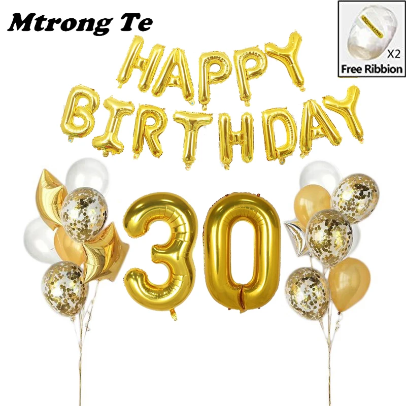 

1st 16 20 21 30 40 50 60 years old Happy Birthday Balloons Adults Alphabet Letters 40inch Number foil latex balloons Decoration