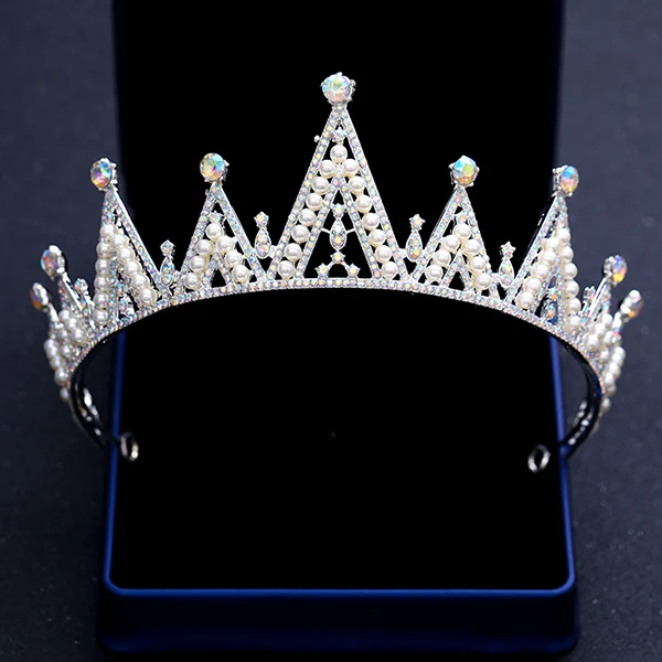 Элегантные Красочные Кристальные тиары и короны серебряное золото свадебные диадемы для королевы принцесса жемчуг свадебные женские аксессуары для волос - Окраска металла: HG300