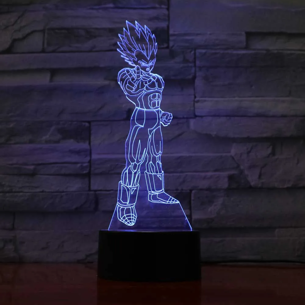 

Creative 3D Visual Change Colorful Anime Vegeta Led Lighting Fixtures Home Decor Dragon Ball Night Light Touch Switch Table Lamp