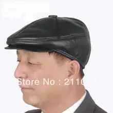 Лидер продаж пожилых людей из натуральной овечьей кожи; вперед Кепки уши от Термальность Для мужчин кожаная шляпа