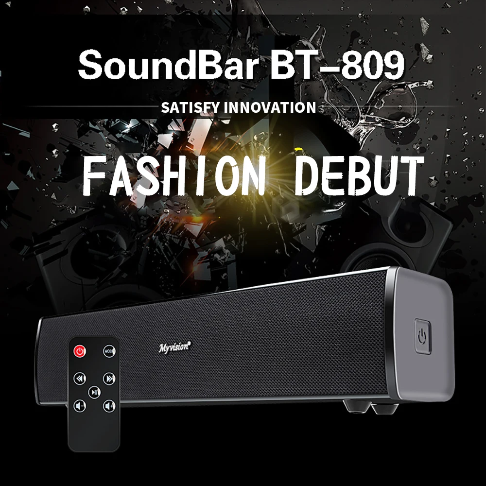 FELYBY Surround Bluetooth Soundbar Wireless Speaker for TV Computer & iPhone with 3.5mm AUX Input and Wireless Remote