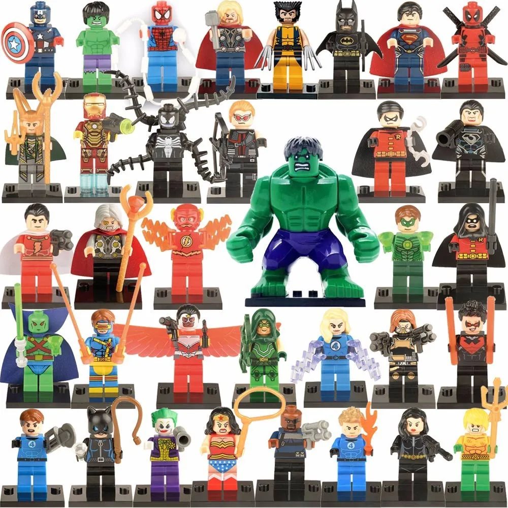 Legoings 35pcs/set Marvel The Avengers DC Justice League Full Set Thor Ironman Wolverine Hulk Building Blocks Toys for Children